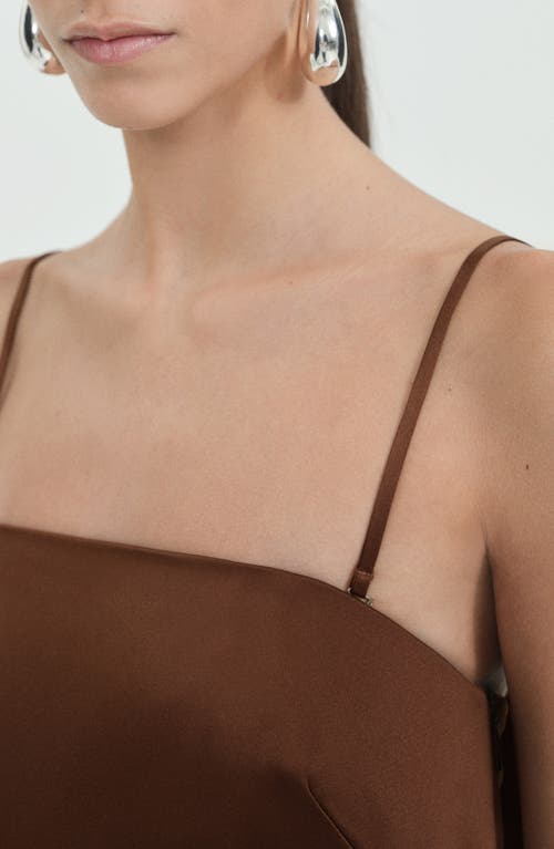 Mango Convertible Satin Minidress In Brown