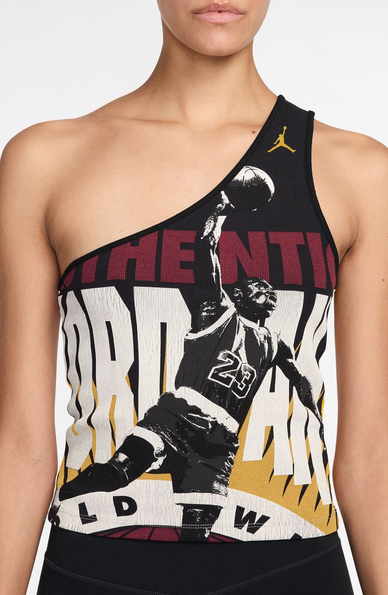 Jordan Flight Graphic Print One Shoulder Tank, Alternate, color, Sail