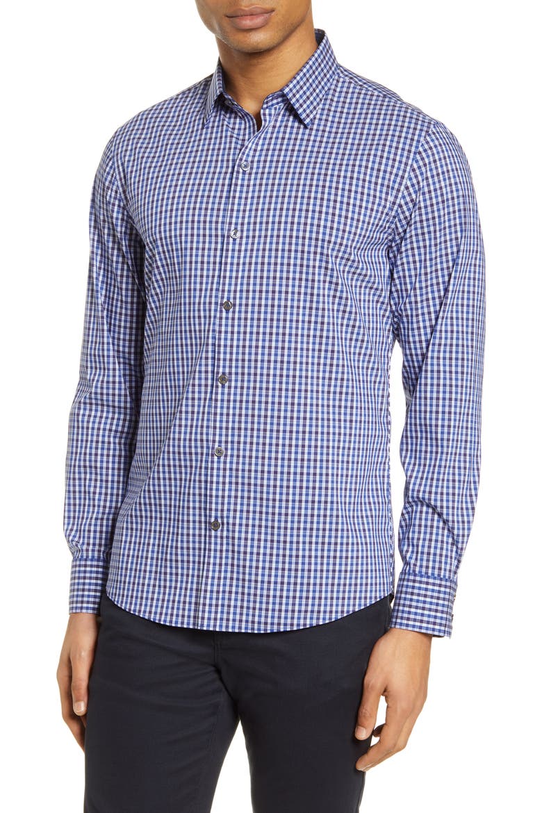 Classic Fit Check Button-Up Shirt, Main, color, BLUE