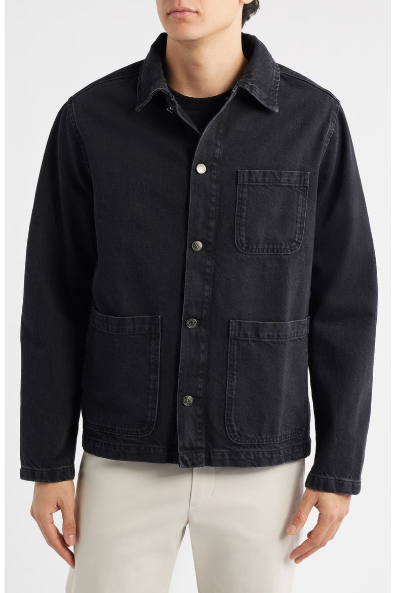 Gove Cotton Denim Chore Coat, Alternate, color, BLACK