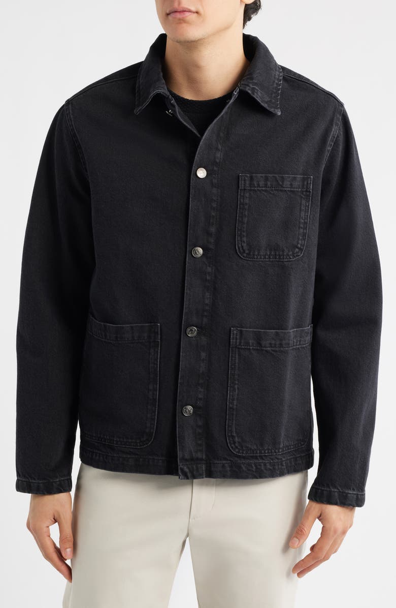 Percival Gove Cotton Denim Chore Coat, Alternate, color, Black