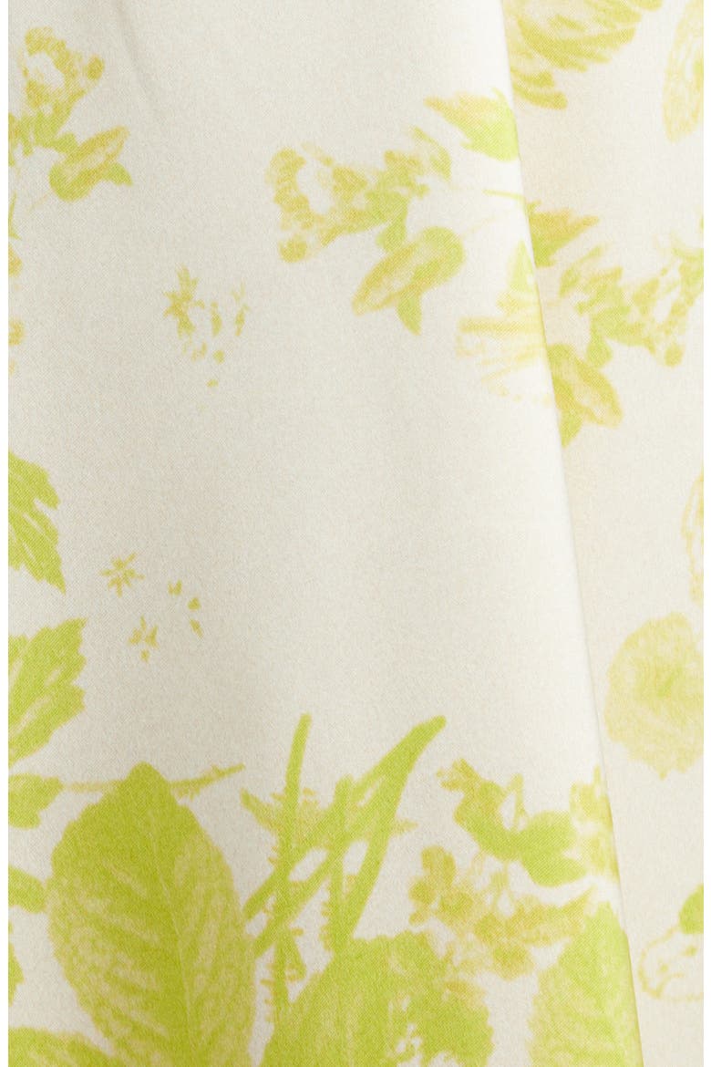 Floral Print Duchesse Satin Fit & Flare Gown, Alternate, color, ROSE BOUQUET CHARTREUSE
