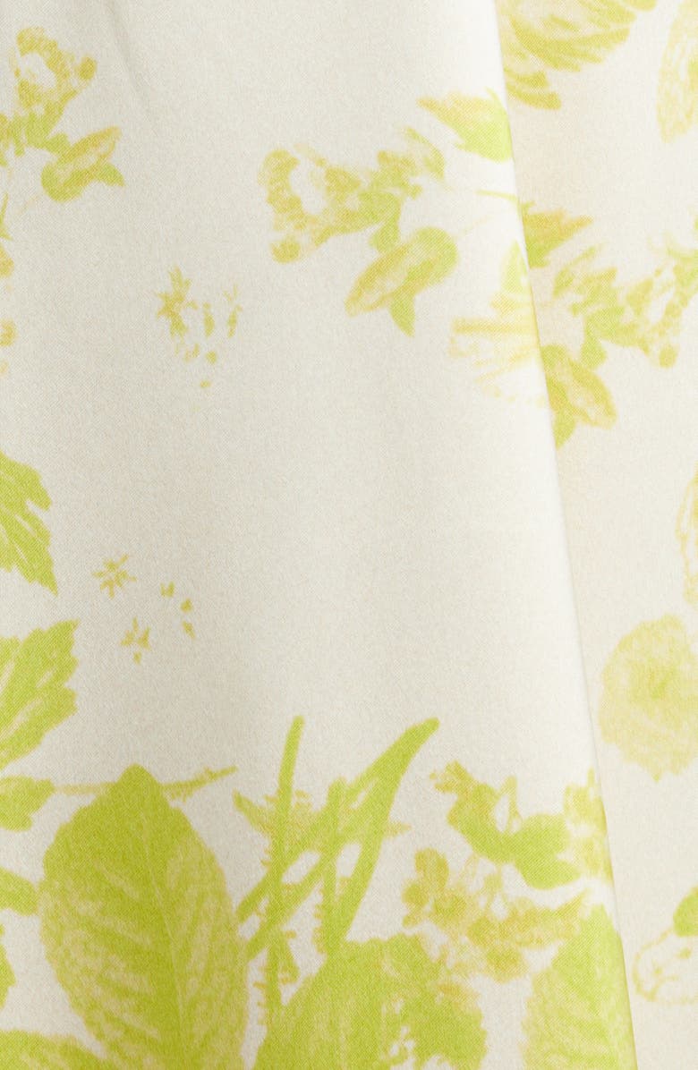 Erdem Floral Print Duchesse Satin Fit & Flare Gown, Alternate, color, Rose Bouquet Chartreuse
