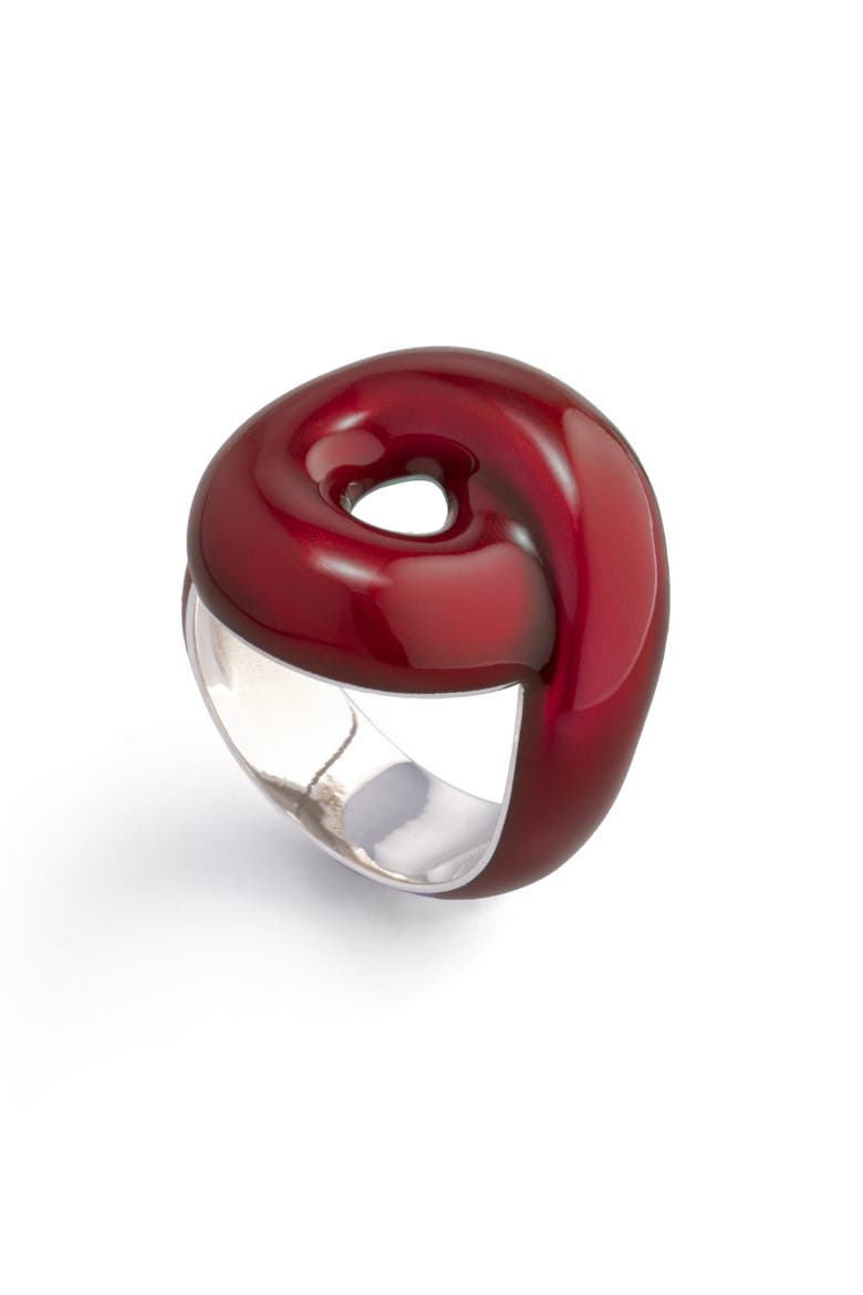 Burgundy Enamel Tarallo Ring, Alternate, color, Burgundy