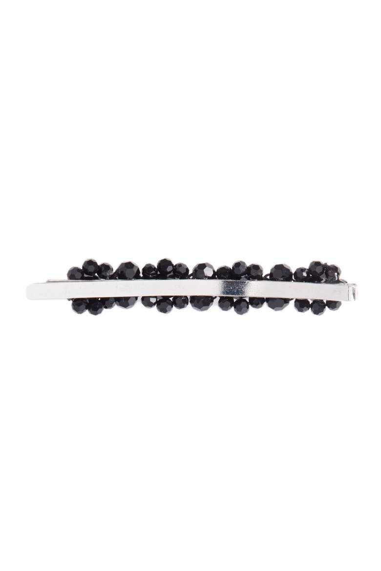 Little Flower Beaded Hair Clip, Alternate, color, JET