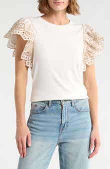 Joie Embroidered Cap Sleeve Top