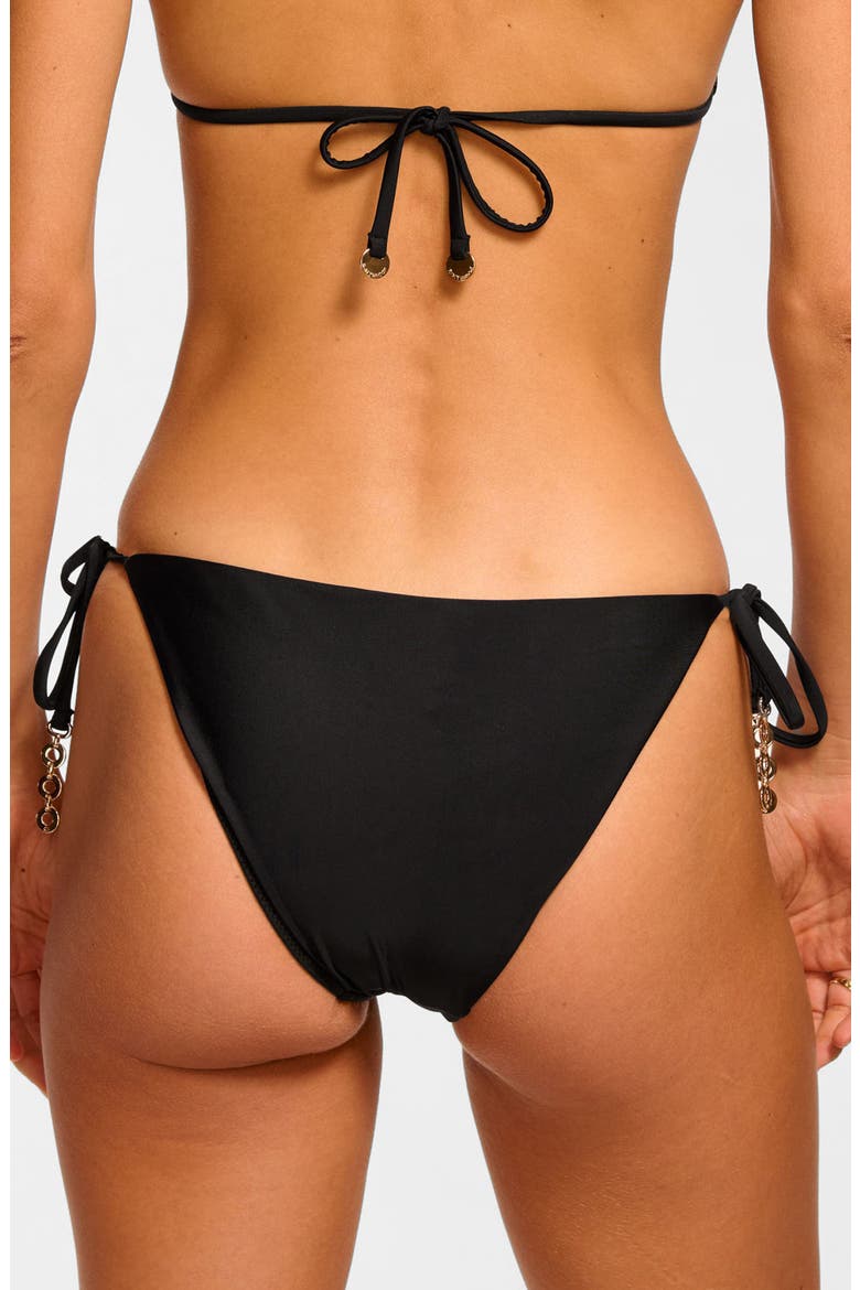 Heather Tie Side Bikini Bottoms, Alternate, color, BLACK