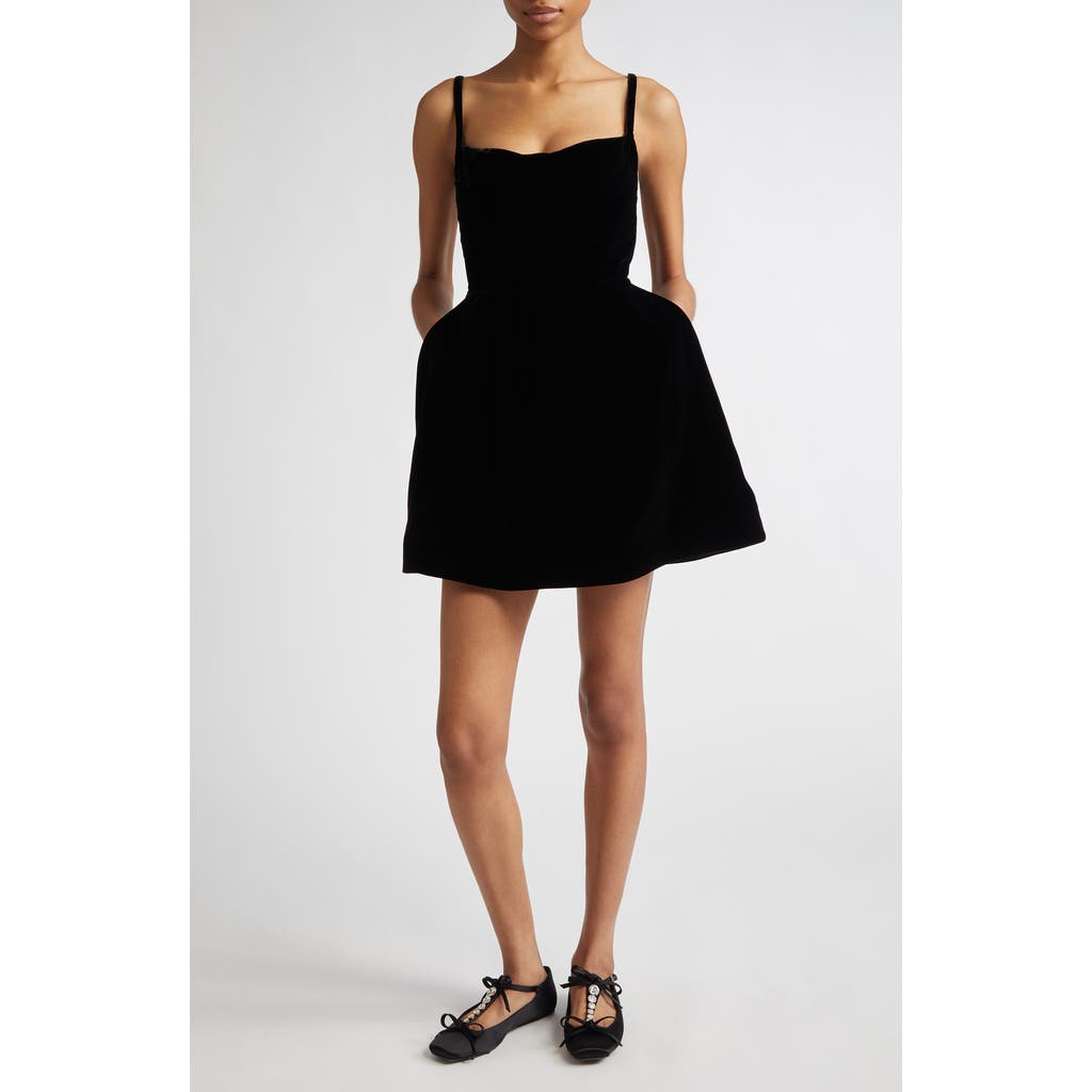 Giambattista Valli Open Back Velvet Minidress in Black