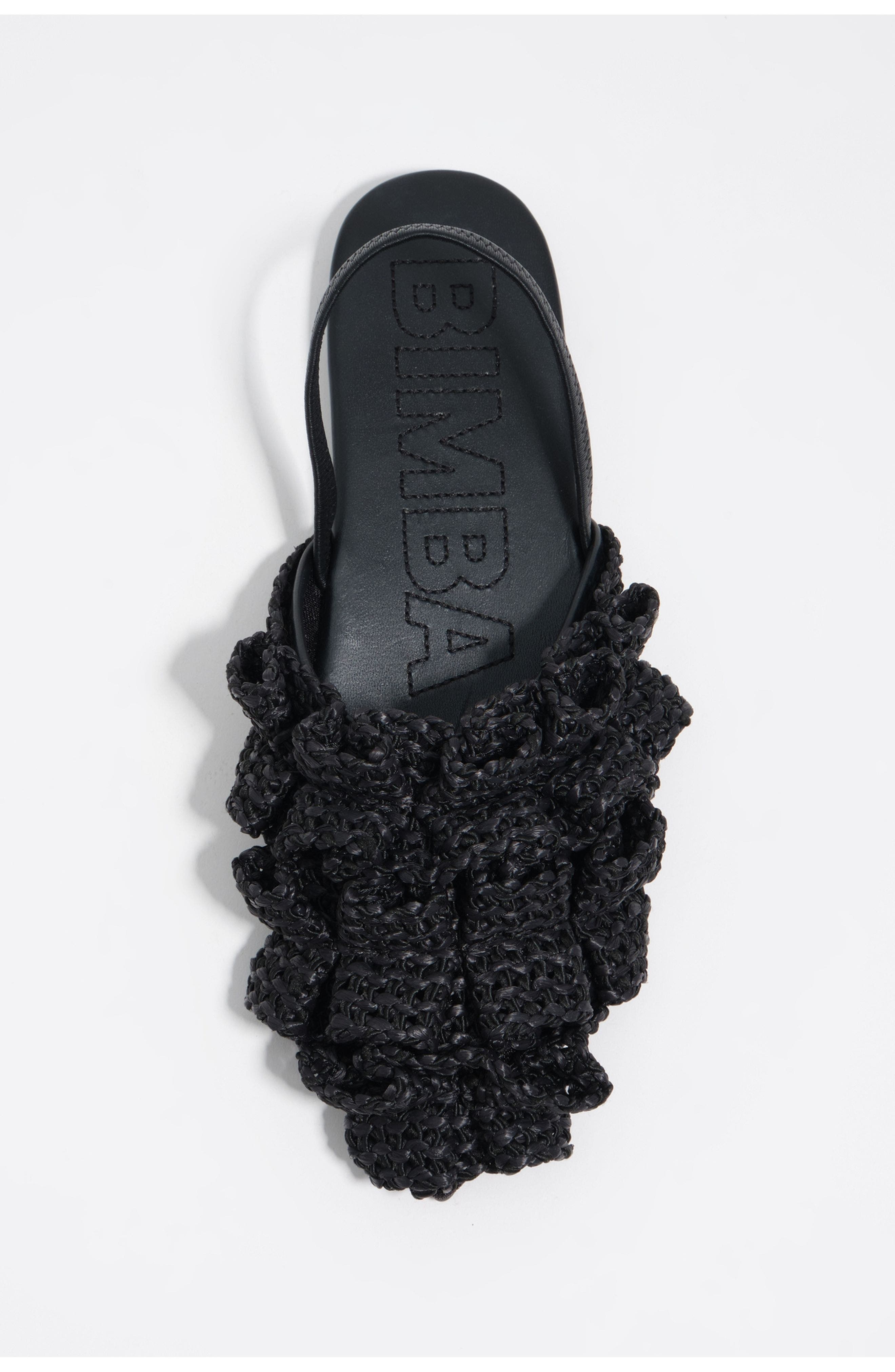Bimba y Lola Raffia Slingback Ballerina Flats, Alternate, color, Black