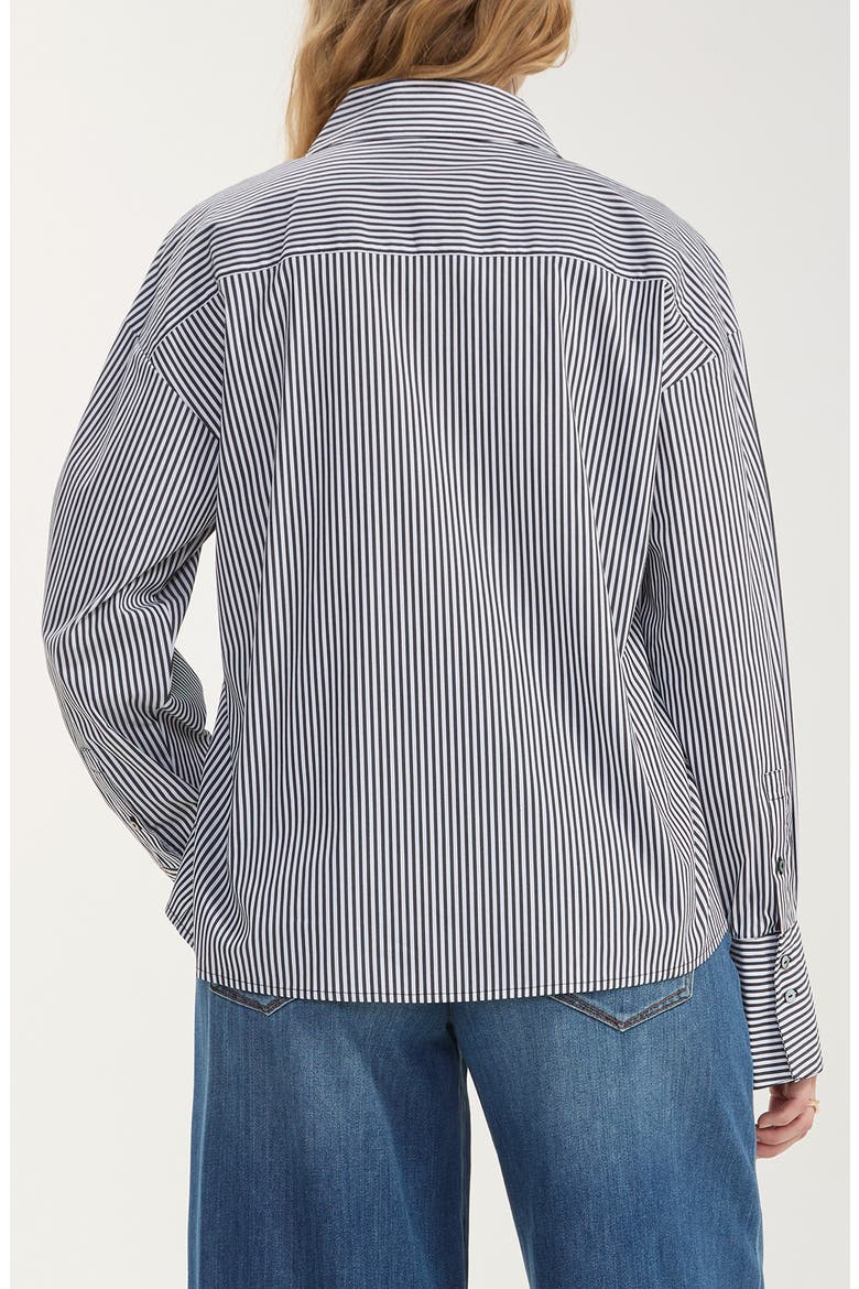 Beaded Stripe Cotton Blend Shirt, Alternate, color, BLACK/ WHITE STRIPE