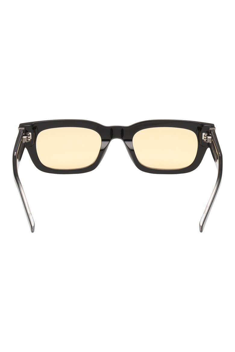 51mm Square Sunglasses, Alternate, color, SHINY BLACK / AMBER LENS