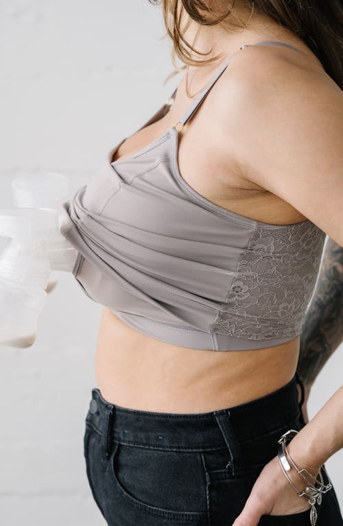 Davin & Adley Amelia Pumping And Nursing Crop Cami In Gray
