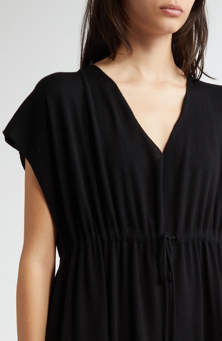 Johnstons of Elgin Open Knit Superfine Merino Wool Polo Sweater, Alternate, color, Black