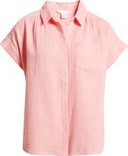 Caslon® Cotton Gauze Button-Up Shirt