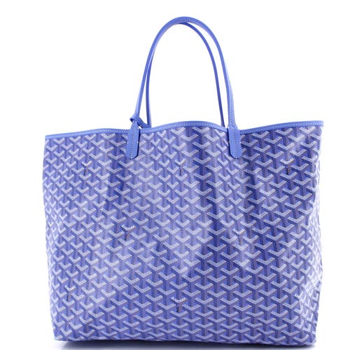 Pre-owned Goyard Goyard Saint Louis Reversible Tote Coated Canvas And Printed Canvas Gm In Blue