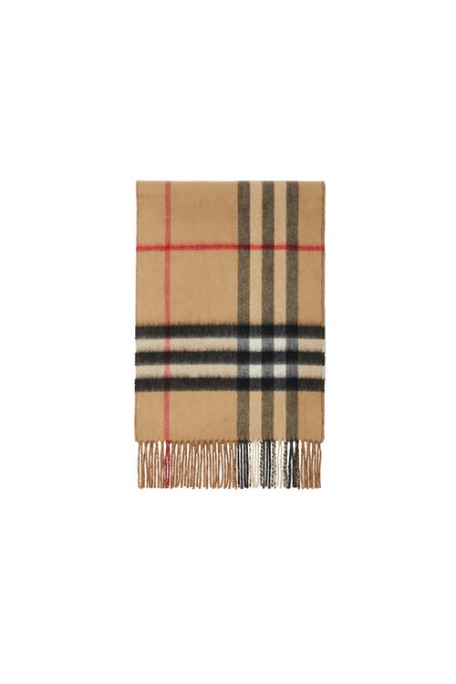 Burberry Cashmere Contrast Check Scarf In Archive Beige/birch Brown