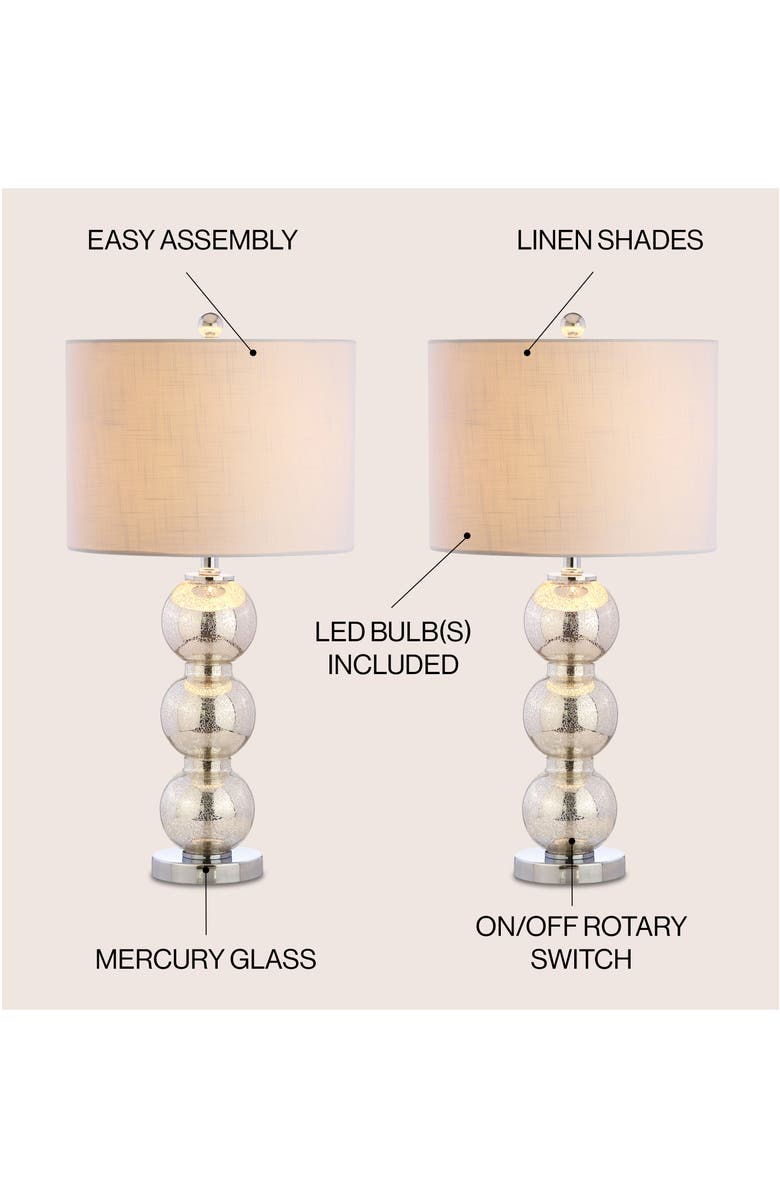 JONATHAN Y Bella 27" Glass Triple-Sphere LED Table Lamp, Alternate, color, Mercury Silver