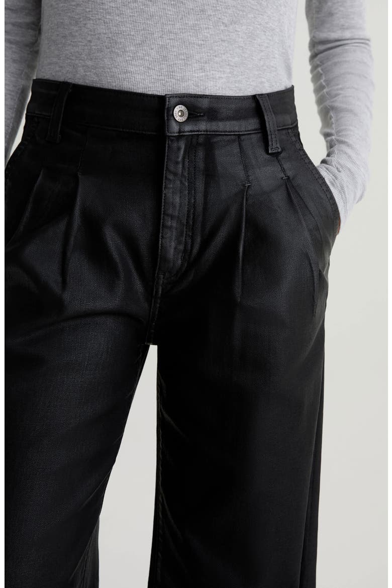 Dorine Coated High Waist Wide Leg Jeans, Alternate, color, LTT LT SUPER BLACK