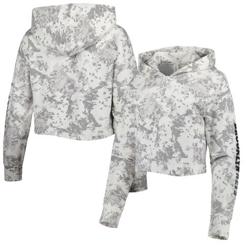 Women's Lusso Gray/White Brooklyn Nets Maia Tri-Blend Cropped Quarter-Zip Top