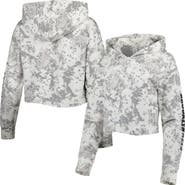 LUSSO Women's Lusso Gray/White Brooklyn Nets Maia Tri-Blend Cropped Quarter-Zip Top