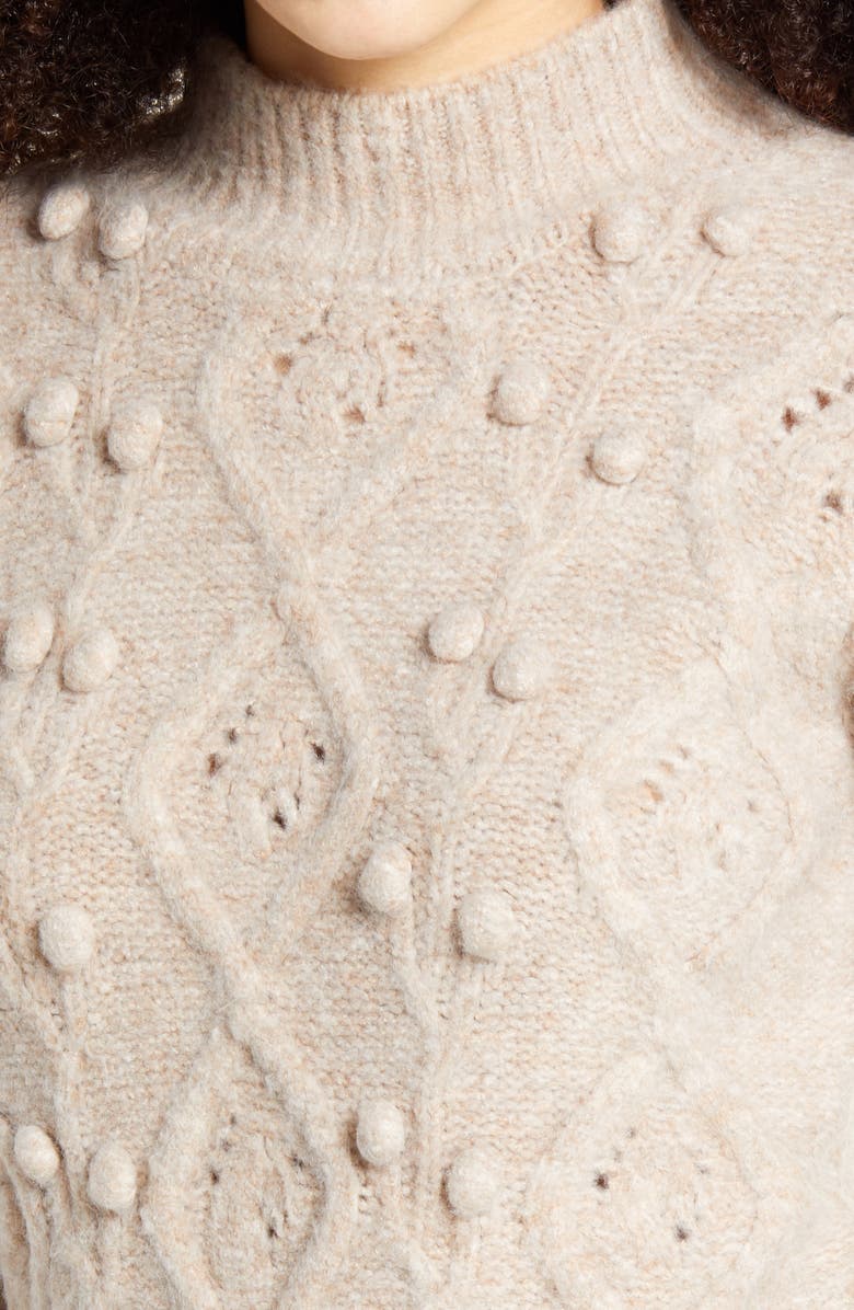 BLANKNYC Aran Cable Knit Mock Neck Sweater, Alternate, color, 