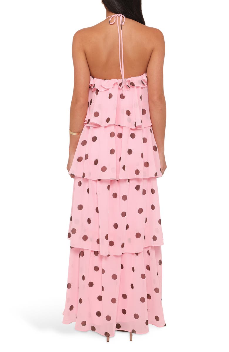 Petal & Pup Chasity Polka Dot Halter Neck Maxi Dress, Alternate, color, Pink Polka Dot