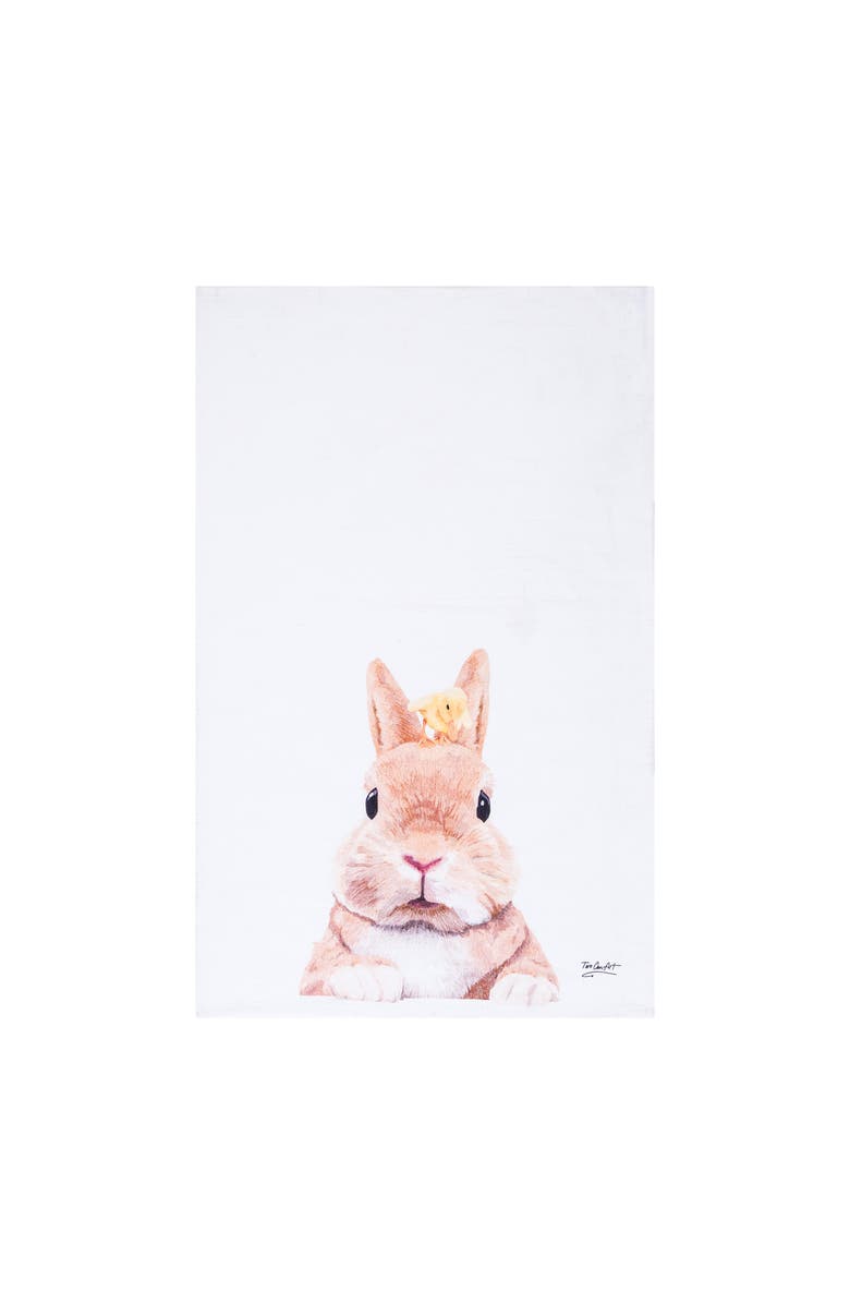 C&F Home Bunny Rabbit & Duckling Easter Spring Theme Printed Flour Sack Kitchen Dishtowel, Main, color, White