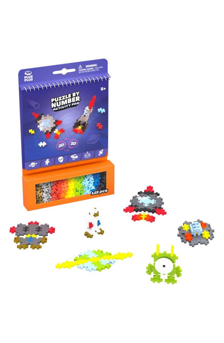 Plus-Plus USA Space Puzzle by Number Activity Pad Playset, Main, color, Orange Multi