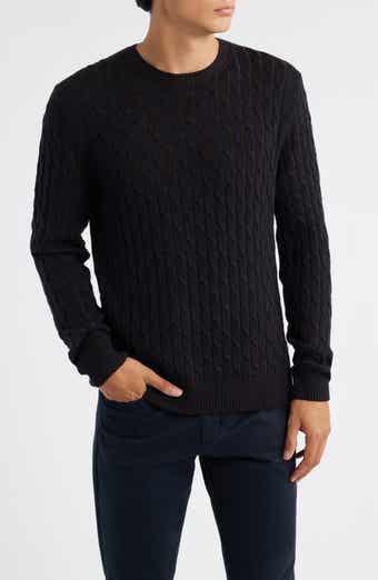 Jack Victor Crewneck Merino Wool Cable Sweater