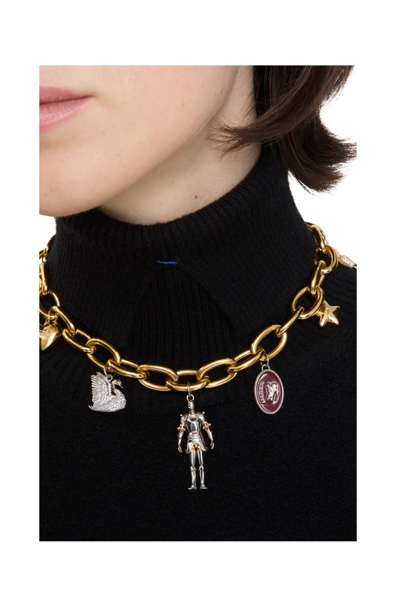 Burberry Charm Necklace, Alternate, color, Gold/Multicolour