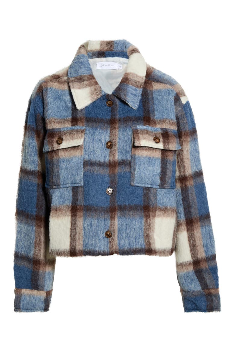 Plaid Cropped Jacket, Alternate, color, BLUE IVORY PLAID