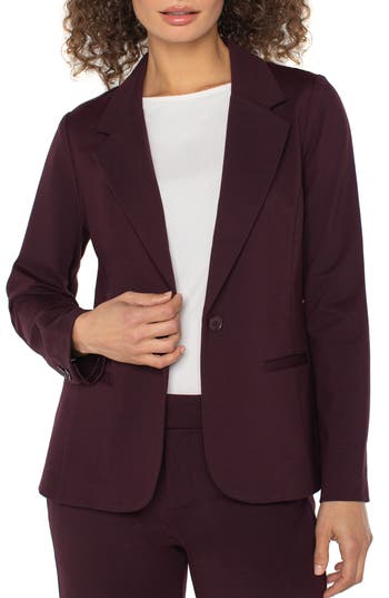Liverpool Fitted Knit Blazer In Dark Plum