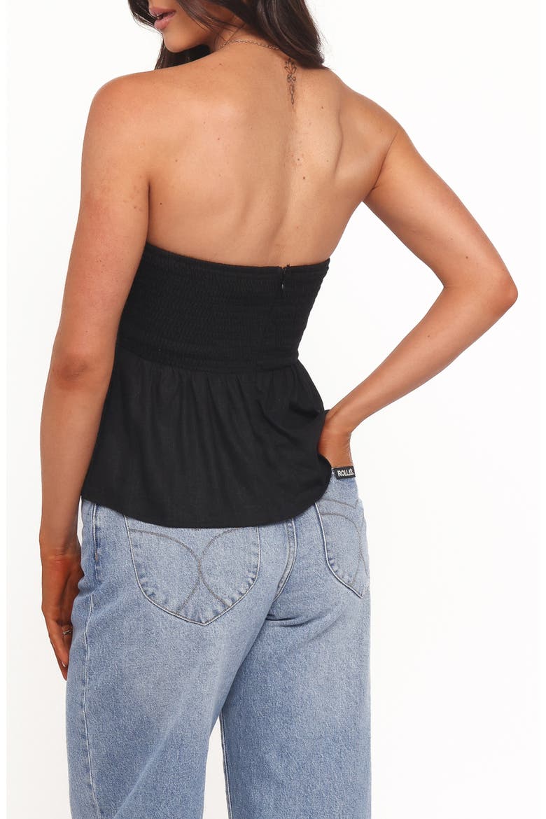 Maia Strapless Linen Blend Top, Alternate, color, BLACK