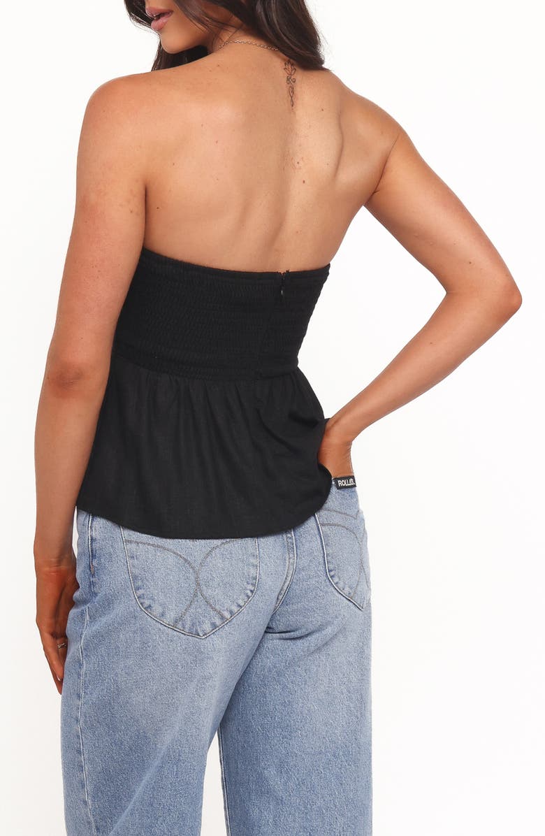 Petal & Pup Maia Strapless Linen Blend Top, Alternate, color, Black