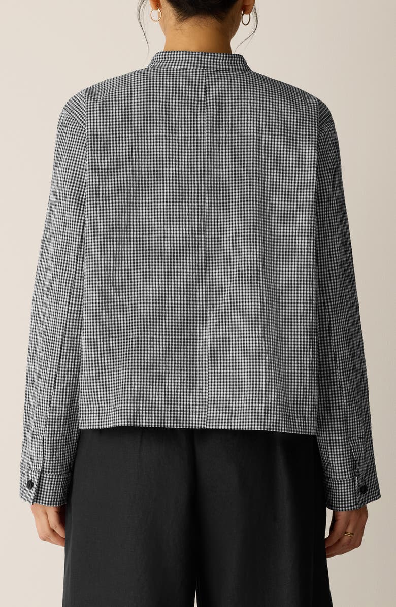 Eileen Fisher Check Print Woven Shirt Jacket, Alternate, color, Black/ White