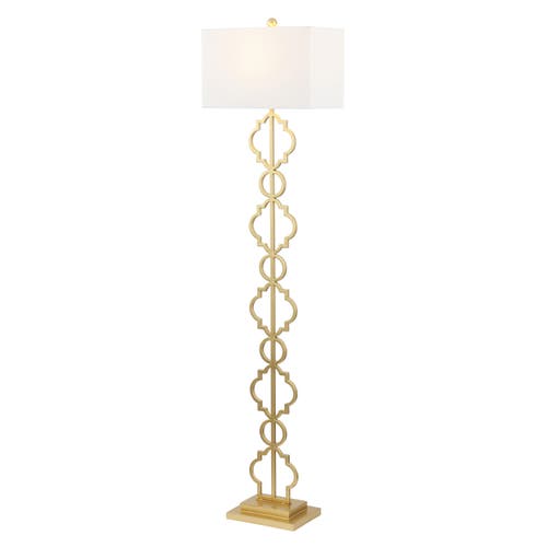 Jonathan Y Selina Iron Ogee Trellis Modern Led Floor Lamp In Gold Painting