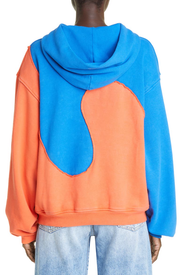Spiral Oversize Cotton Blend Hoodie, Alternate, color, BLUE ORANGE
