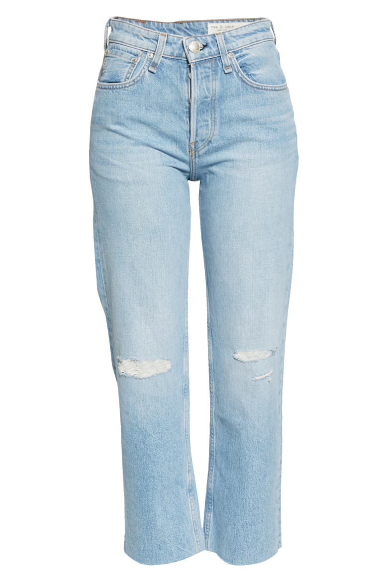 Maya Ripped High Waist Ankle Straight Leg Jeans, Alternate, color, HARDWICK