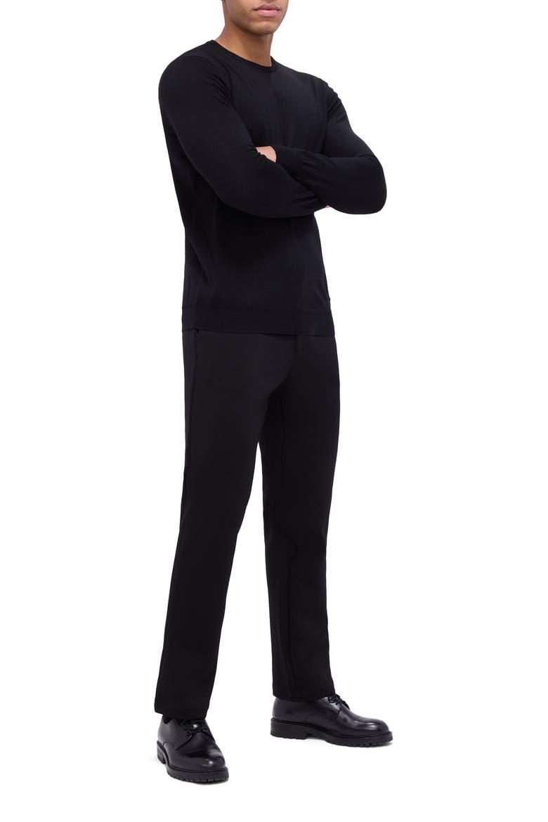 Scott Crewneck Merino Wool Sweater, Alternate, color, BLACK