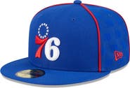New Era Men's New Era Royal Philadelphia 76ers Piped & Flocked 59Fifty Fitted Hat