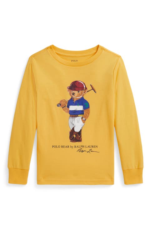 Kids' Polo Bear Long Sleeve Cotton Graphic T-Shirt (Toddler & Little Kid)