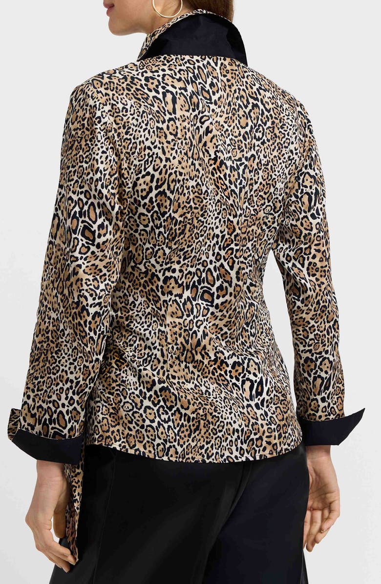 Foxcroft Salina Leopard Print Cotton Poplin Wrap Shirt, Alternate, color, Brown Multi