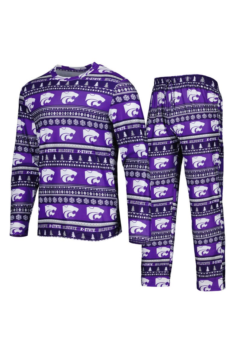 Men's Concepts Sport Purple Kansas State Wildcats Swivel Long Sleeve T-Shirt & Pants Sleep Set, Alternate, color, Purple