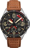 AVI-8 P-51 Mustang Blakeslee Chronograph Leather Strap Watch, 43mm