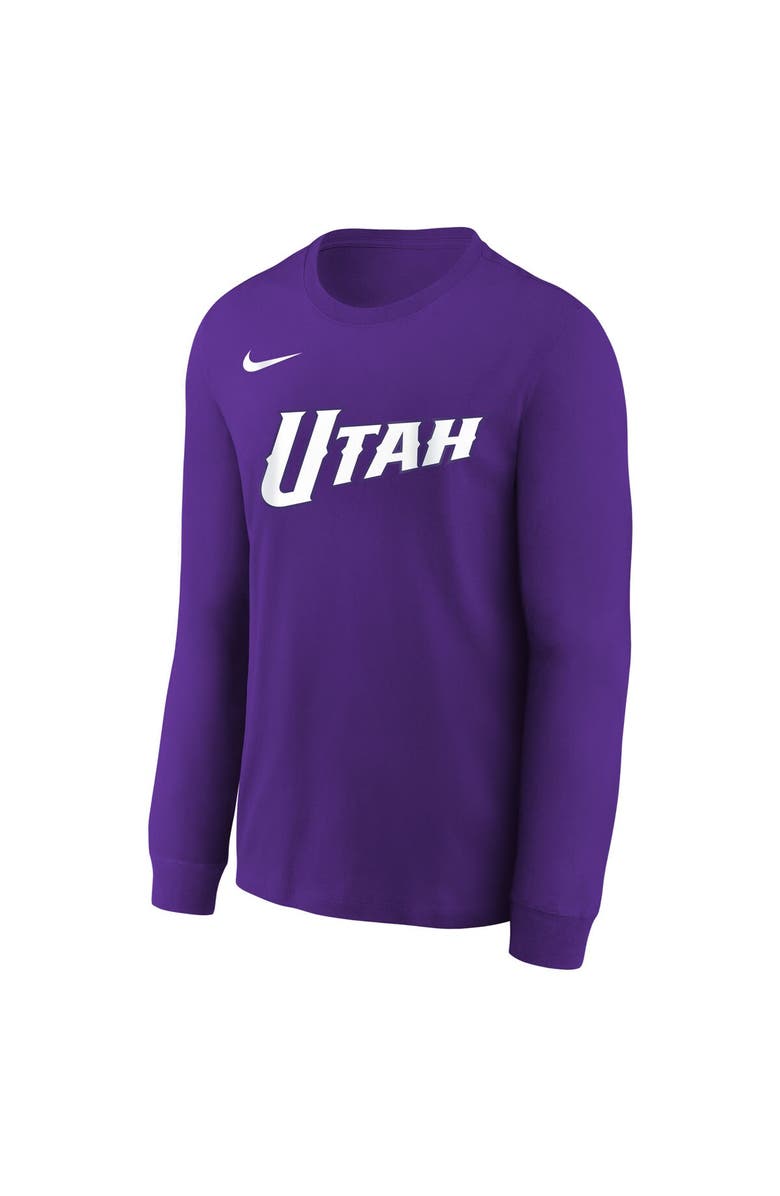 Nike Youth Nike Purple Utah Jazz 2024/25 City Edition Wordmark Performance Long Sleeve T-Shirt, Alternate, color,