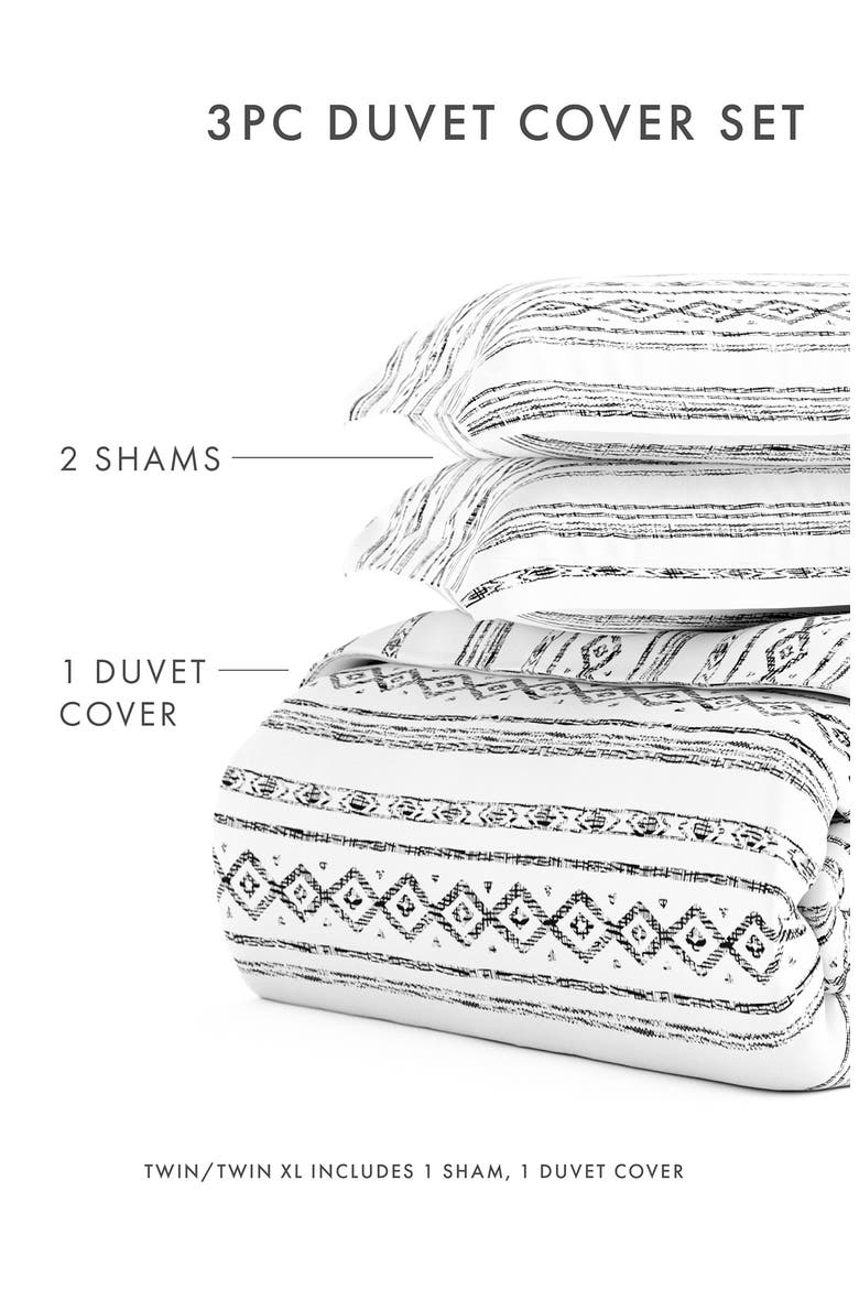 IENJOY HOME Premium Ultra Soft Geo Threads Pattern 3-Piece Duvet Cover Set, Alternate, color, LIGHT GRAY