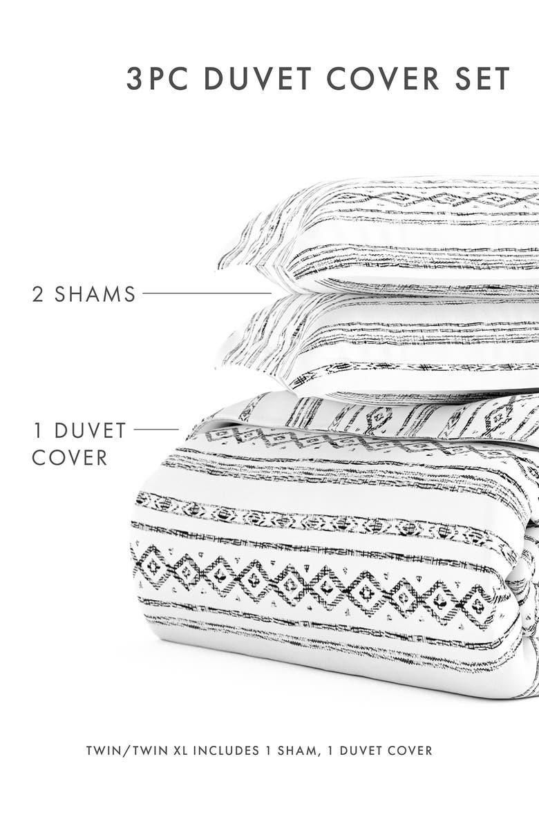 HOMESPUN IENJOY HOME Premium Ultra Soft Geo Threads Pattern 3-Piece Duvet Cover Set, Alternate, color, Light Gray