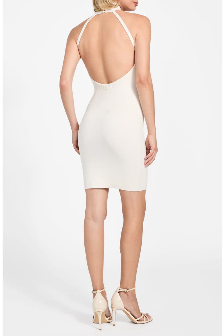 Minara Rhinestone Halter Cocktail Dress, Alternate, color, NATURAL