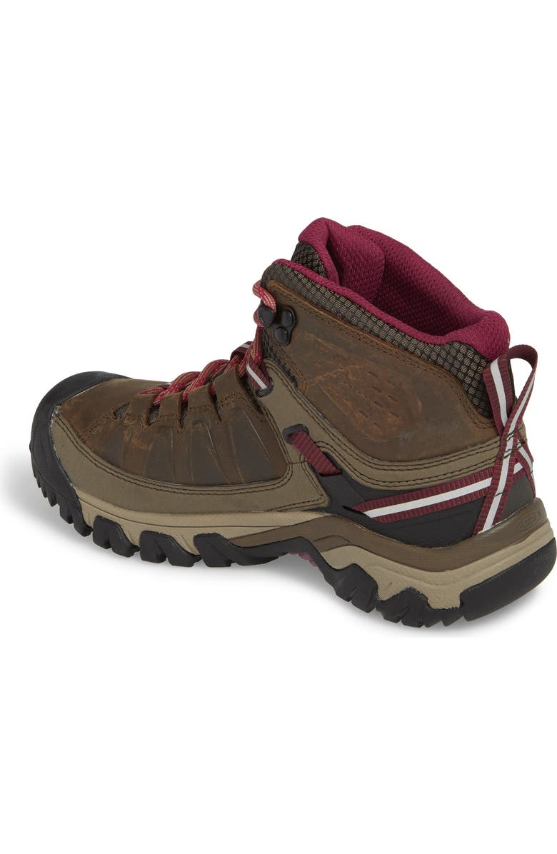 KEEN Targhee III Mid Waterproof Hiking Boot, Alternate, color, Weiss/ Boysenberry Leather