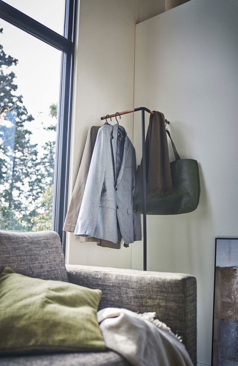Yamazaki Leaning Corner Coat Hanger, Alternate, color, Black